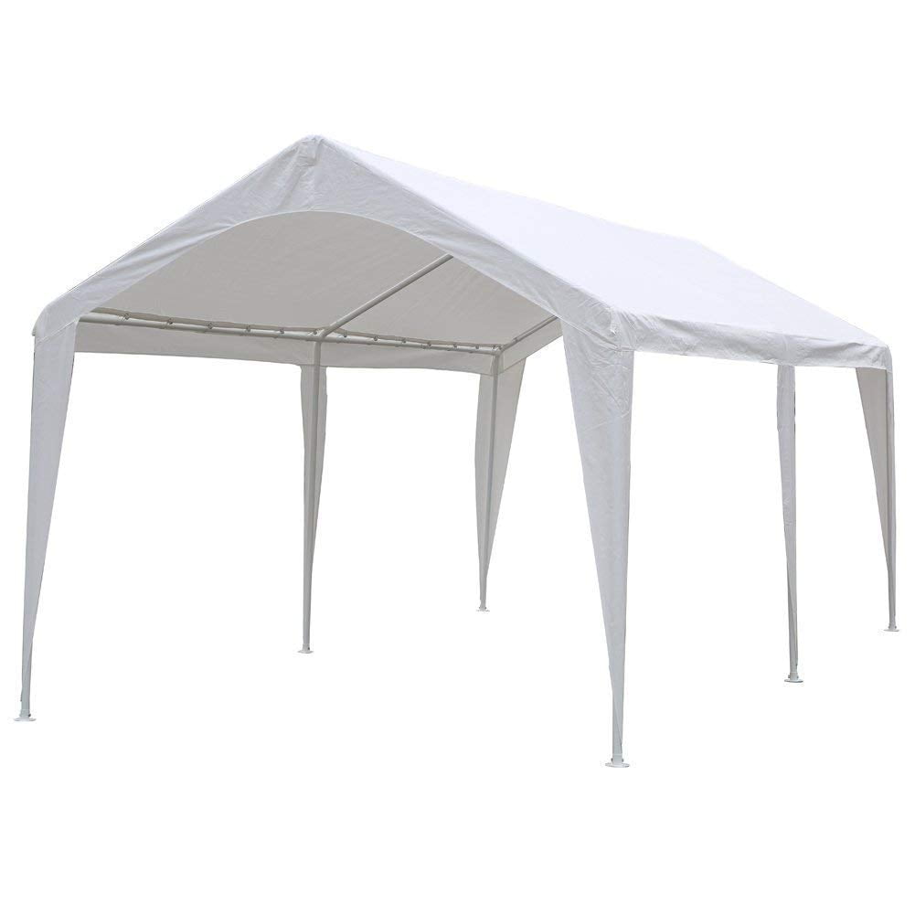 Abba Patio 10 x 20-FtcOutdoor Carport Canopy with 6 Steel Legs, White ...