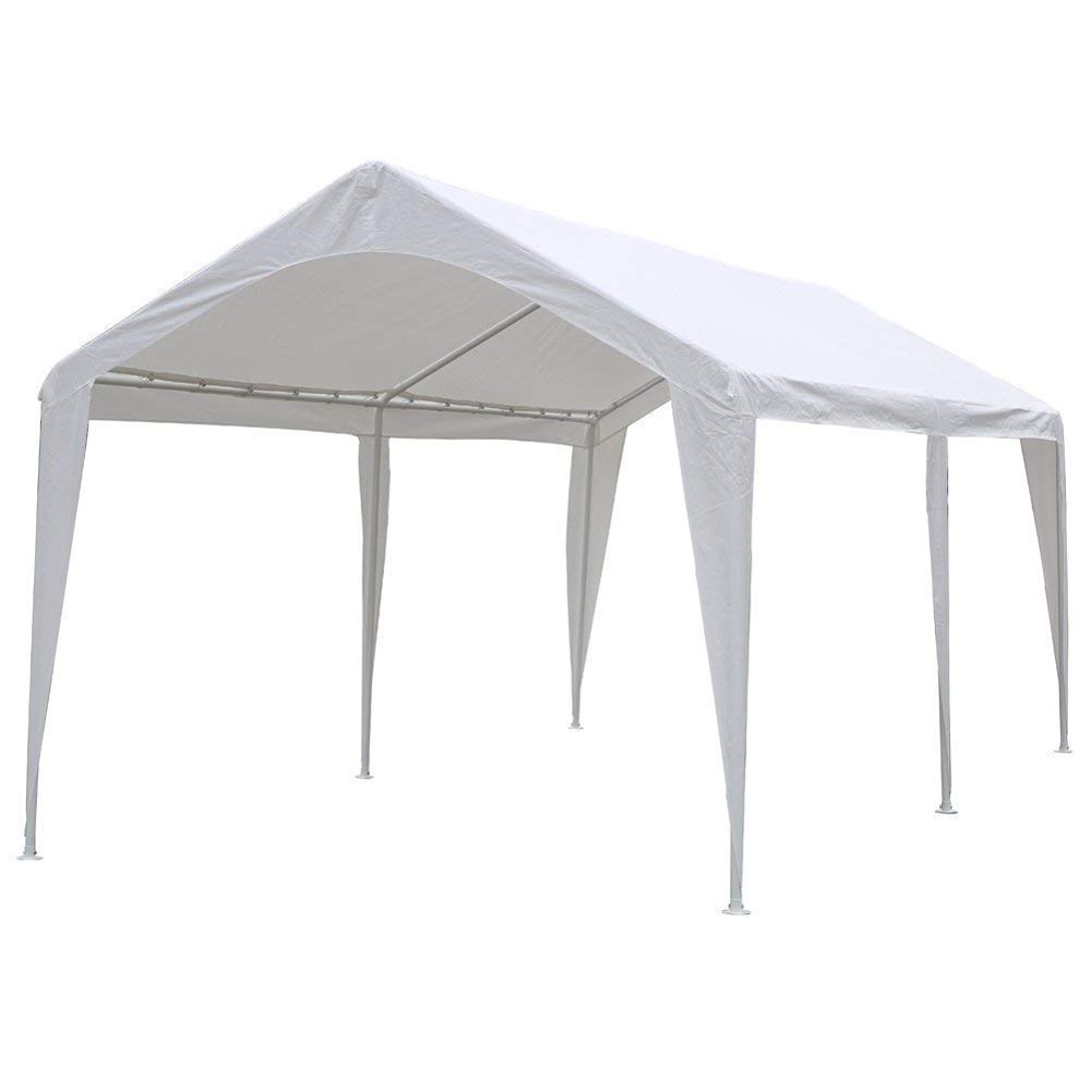 Abba Patio 10 x 20FtcOutdoor Carport Canopy with 6 Steel Legs, White