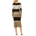 thumbnail image 3 of INSPIRAR CHIC Vestido de suéter a rayas para mujer, manga larga, casual, de punto, bodycon, talla M, caqui, 3 of 5