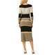 thumbnail image 3 of INSPIRAR CHIC Vestido de suéter a rayas para mujer, manga larga, casual, de punto, bodycon, talla M, caqui, 3 of 5