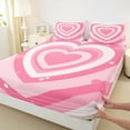 thumbnail image 4 of Homewish Kawaii Pink Cartoon Twin Sheet Sets for Kids, Romantic Love Heart Twin Fitted Sheet, Fashion Polkadots Flat Sheet, Luxury Bedroom Decor, 3pcs, 4 of 8