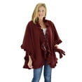 thumbnail image 2 of Le Moda Women's Frilled Solid Color Fleece Poncho Shawl with Matching Gloves, 2 of 2
