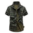 thumbnail image 2 of New Summer Men Short Sleeved Plaid Shirts New Fashion Man Outdoor Casual Cargo Shirts Good Quality Male Cotton Shirts Size 5XL, 2 of 6