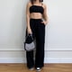 thumbnail image 1 of Conjunto De Pantalón Y Top Con Tirantes Pantalones con tirantes para mujer, pliegues, tops cortos sexy y pantalones largos (negro M) Cgtredaw Para estrenar, 1 of 1