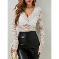 thumbnail image 5 of Women Long Sleeve Tops Shirts Dressy Hollow Out Crochet Lace Embroidered Blouses 2025 Fashion White XL, 5 of 7