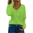 thumbnail image 2 of Viadha Spot 2023 Autumn And Winter Solid Colour V-Neck Long-Sleeved Casual Versatile Women's Tops Bottoming Shirt, 2 of 5