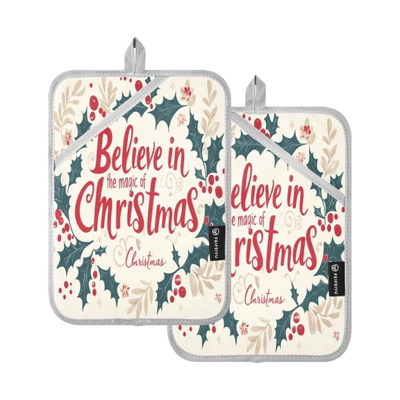 BZSMCE Pot Holder Oven Mitts Cooking baking Wreath for Christmas Day Creative Pattern Size:7x9.8in