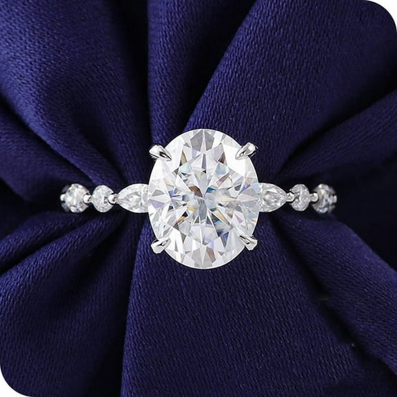 solitaire jewels 2.75CT Oval Moissanite Halo Engagement Ring For Women, 14K Yellow Gold