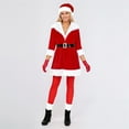 thumbnail image 5 of ZHOUCHANKIDS 6Pcs Santa Claus Women Christmas Suit Including Velvet Dress with Vest, Tights, Hat, Gloves, Anklet, Belt White XL, 5 of 9