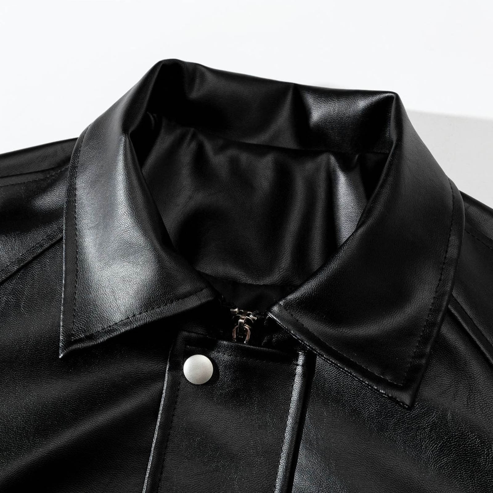 Miluxas Men's Leather Classic Jacket Mens Leather coat with Zip Out Black 16(XXXXL)