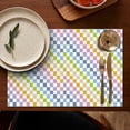 thumbnail image 5 of Colorful Checkerboard Pattern Summer Placemats Table Placemats Set Of 4-Linen Kitchen Washable Placemats Table Mats 11.8"x17.7" Non-Slip Heat Resistant, 5 of 6