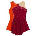 thumbnail image 3 of IEFIEL Girls Shiny Rhinestone Figure Skating Dress Ballet Dance Sleeveless Gymnastics Leotard Dance Wear Burgundy 8, 3 of 6