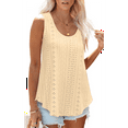 thumbnail image 2 of Womens Tank Tops Sleeveless Eyelet Embroidery Scoop Neck Loose Fit Casual Summer Flowy Yellow S, 2 of 7