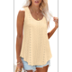 thumbnail image 2 of Camisetas Sin Mangas para Mujer, con Bordado de Ojales, Cuello Redondo, Corte Holgado, Informal, de Verano, Fluidas Amarillo S, 2 of 8