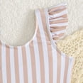 thumbnail image 7 of Bainana Girls Striped Swimwear Toddler Ruffled Sleeve Crew Neck One-Pieces Swimsuit Breathable Stretchy Little Kids Beach Vacation Pool Bathing Suit Light Pink Size 5-6 Years, 7 of 7
