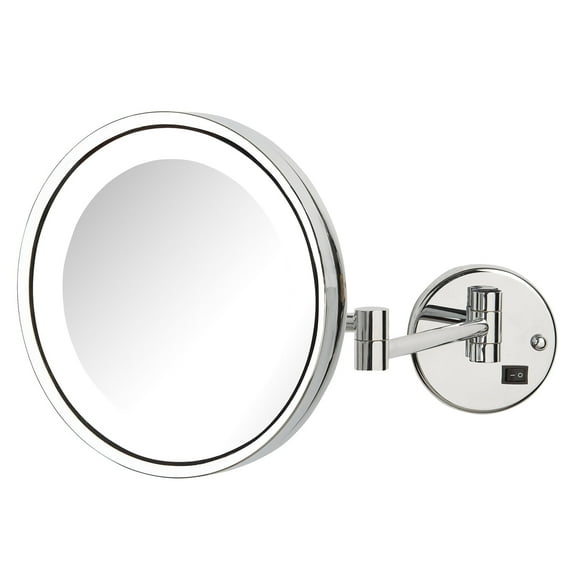 Jerdon Lighted Makeup Mirror - Hard Wired Wall Mount Magnifying Mirror with LED Lights - Polished Chrome Finish - 9.5-Inch Diameter - Model HL1016CLD