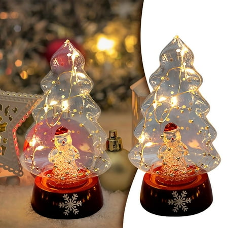 

Christmas Ornaments Decorative Glass Christmas Tree Home Desktop Ornaments Luminous Night Lights Layout Christmas Gifts