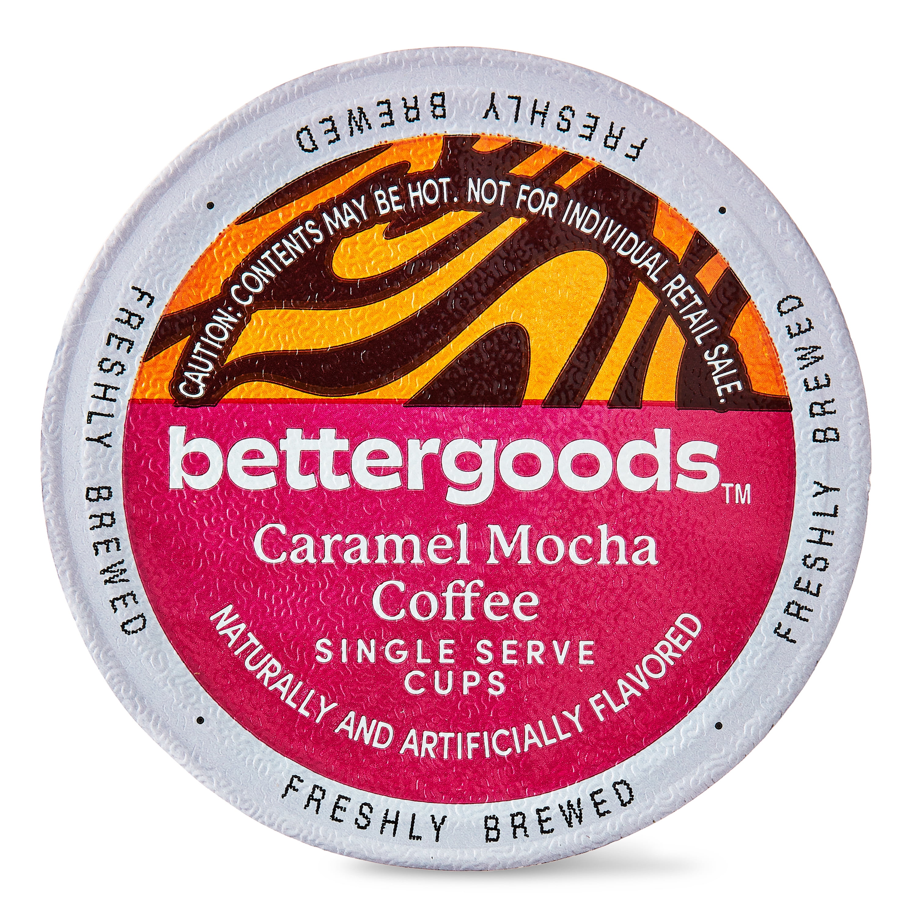 (3 pack) bettergoods Caramel Mocha Flavored Coffee, Medium Roast, Single Serve Cups, 0.42 oz, 12 Count
