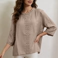 thumbnail image 2 of Women Shirts Neck Embroidered Short Sleeve Casual Blouse Top Holiday Gathering Daily Casual Outfit, 2 of 6