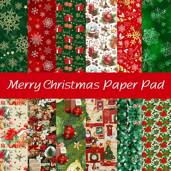 Merry Christmas Paper Pad Vintage Single-Sided Decoupage Paper for Scrapbooking DIY Decorative Cardmaking Supplies