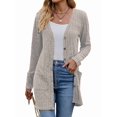thumbnail image 3 of Women'S Fall Fashion Cardigan Soft Knit Cardigan for Women Long Sleeve Open Front Coat with Pockets Grey XL, 3 of 8