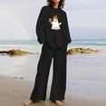 thumbnail image 2 of QIUOMBBP 2 Piece Sets for Women Halloween Ghost Print Casual Sweatsuit Sets Long Sleeve Shirts and Wide Leg Lounge Pants Fall Winter Clothes, Black, XXXL, 2 of 5