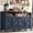 Blue, variant on 55 inches Large Farmhouse Buffet Sideboard with 4 Doors, Rustic Kitchen Storage Cabinet with Adjustable Shelves, Wooden Coffee Bar Cabinet for Dining Room, Entryway, TV Stand Buffet Table, Grey