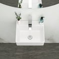 thumbnail image 2 of 13.6x11.6 Inch White Ceramic Rectangular Wall Mount Floating Bathroom Sink with Single Faucet Hole and Overflow , Modern Ceramic Countertop Sink for Small Bathroom, Laundry Room, White, 2 of 9