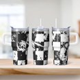 thumbnail image 2 of 20oz Geometric Pattern Stainless Steel Travel Mug, Double Wall Insulated Tumbler with Handle Leak Proof Straw Lid, 2 of 5
