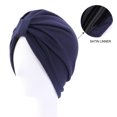thumbnail image 1 of Turbante de satén - Gorro para dormir Talla única, Azul marino, 1 of 5
