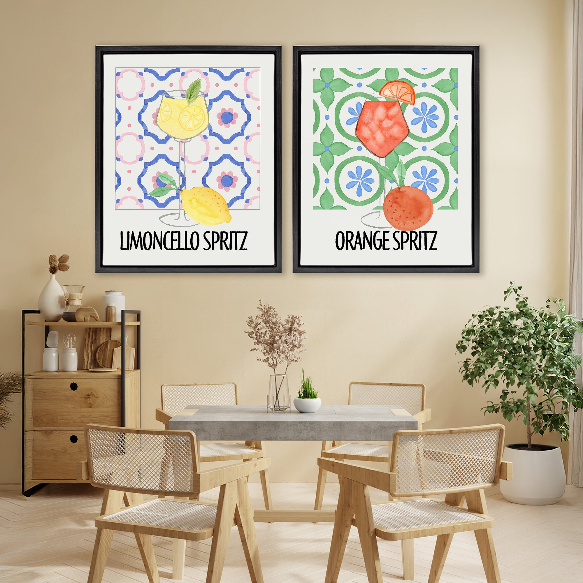 Stupell Industries Citrus Spritz On My Mind 2 Piece Black Framed Floater Canvas Set, design by Nina Jacobs