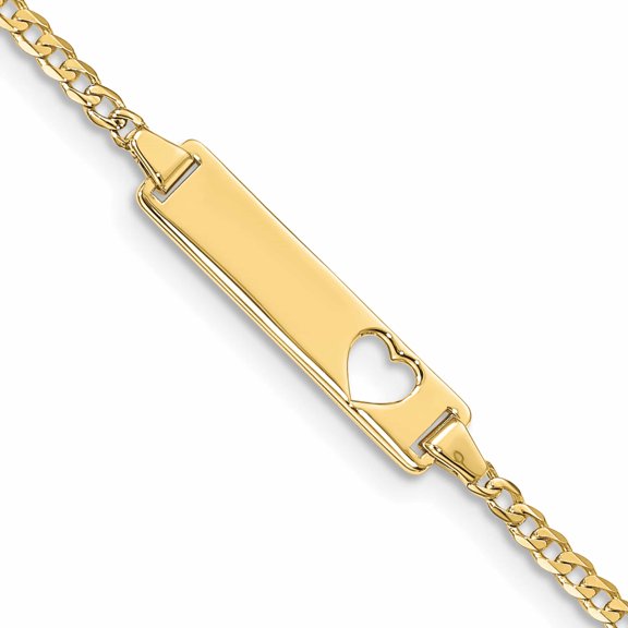 10K Yellow Gold Flat Curb Link Id Bracelet (7 X 5.01) Made In United States 10lid10-7