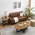 thumbnail image 3 of JESONVID Solid Wood Oval Coffee Table with Cross Metal Legs, 47.9" Industrail Bar Cocktail Table for Living Room Kitchen Office Sofa Table Bristro Table for Cafe/Bar Rustic Brown 1831, 3 of 6