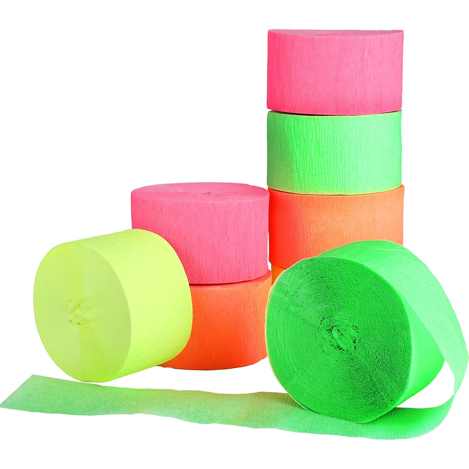 4 Rolls Glow in The Dark Crepe Paper Streamers Fluorescent Streamers for Birthday Festival Party Decor, Size: 6.2X6.2X4.5CM