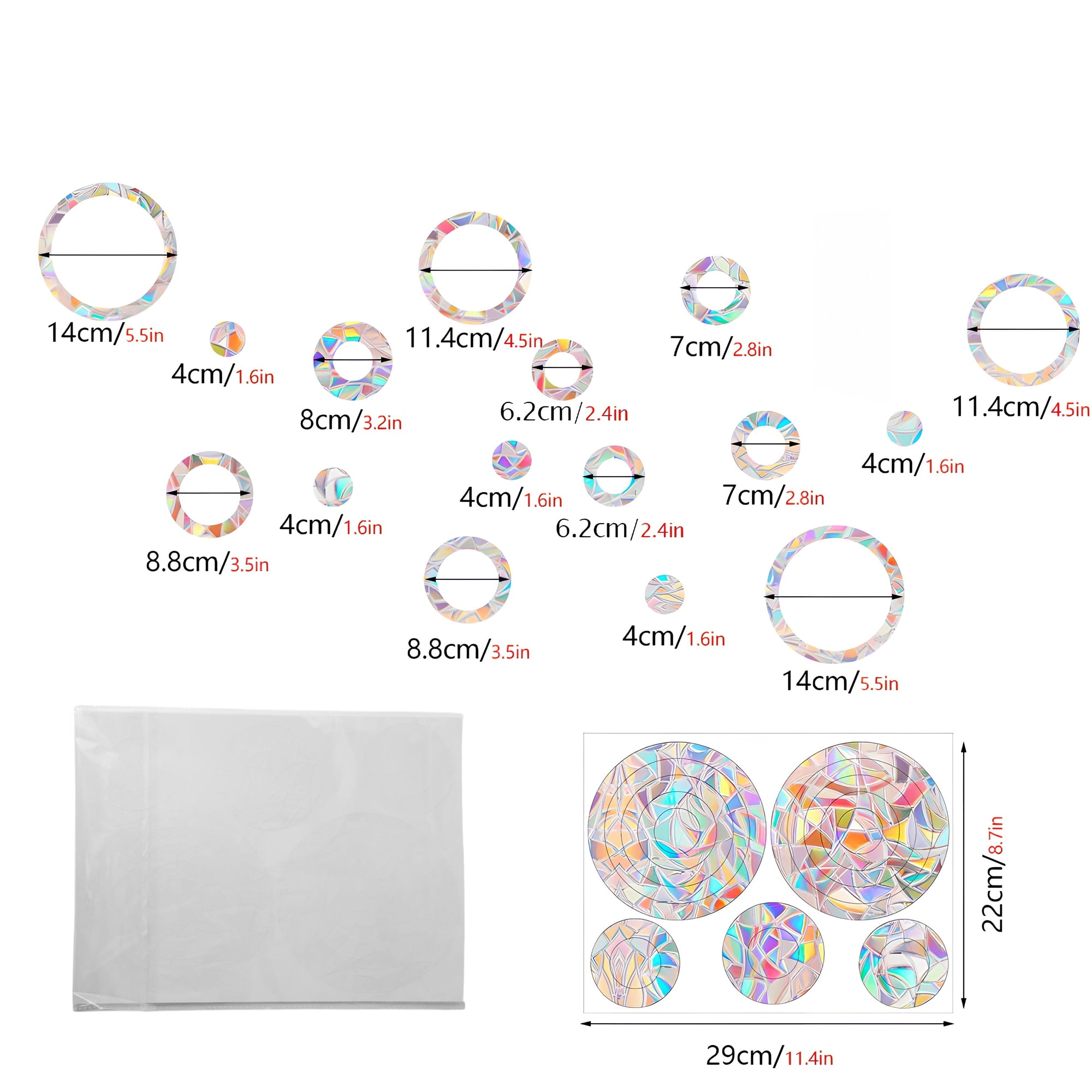 Unique Bargains Non-Adhesive Reusable Rainbow Window Stickers Light Blue Ring-Shaped