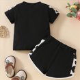 thumbnail image 5 of Toddler Infant Baby Girls Summer Outfits Cow Print Short Sleeve Pocket T-Shirt Tops and Shorts Set 2 Piece, 5 of 6