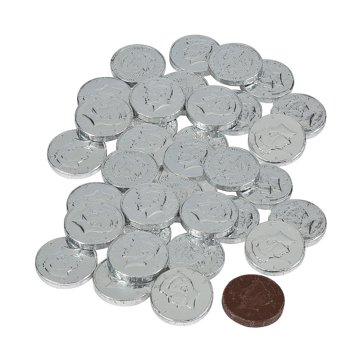 Silver Chocolate Coins Edibles 60 Pieces