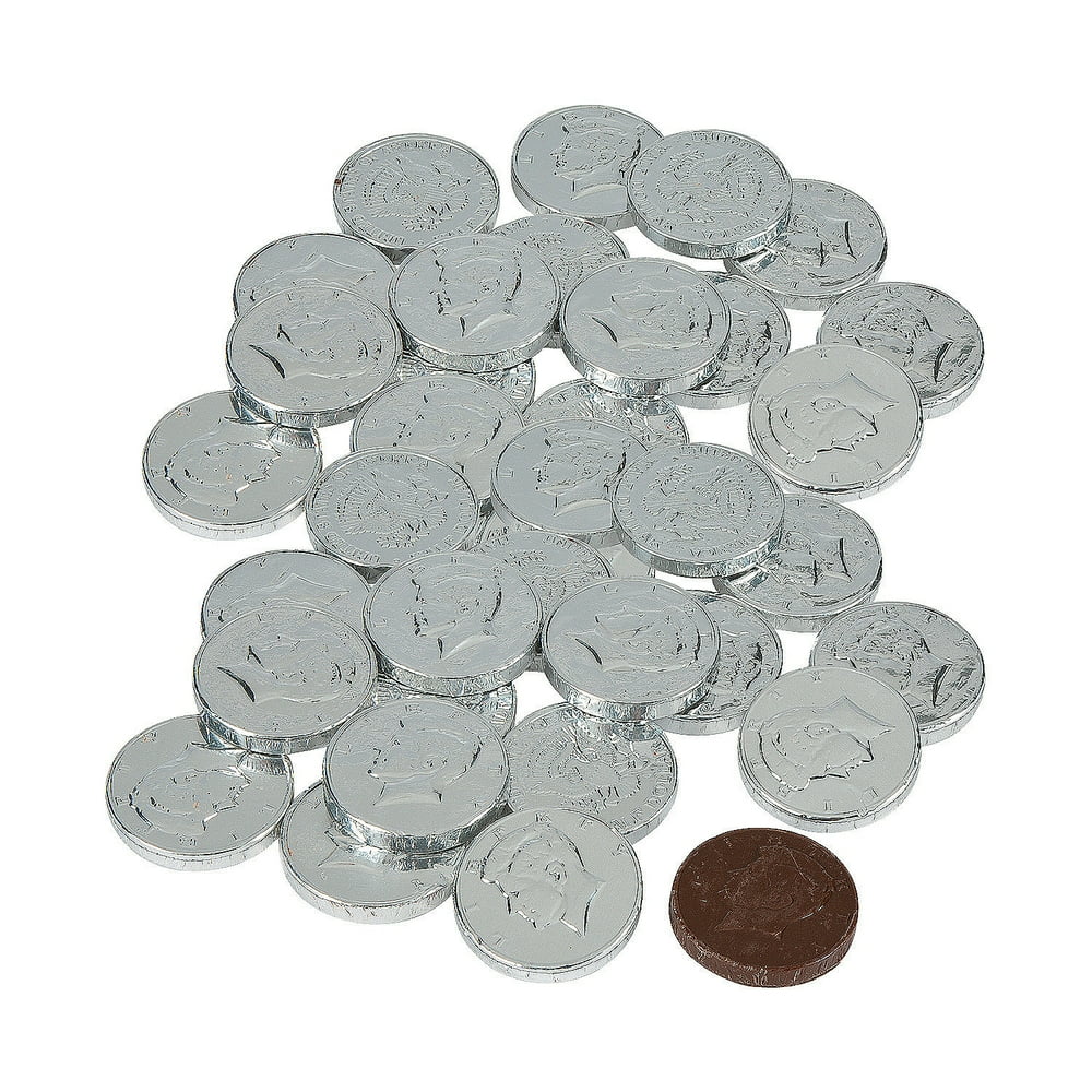 Silver Chocolate Coins Edibles 60 Pieces