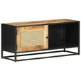 thumbnail image 6 of vidaXL TV Stand 35.4"x11.8"x15.7" Rough Mango Wood and Natural Cane, 6 of 9