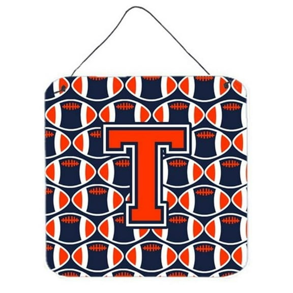 Letter T Football Orange, Blue & White Wall or Door Hanging Prints