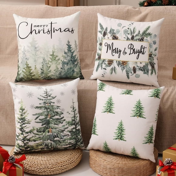Juego de 4 fundas de almohada navideñas Multiwins de doble cara, 41 x 41 cm