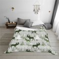 thumbnail image 7 of Salouo green plaid Moose tree Print Throw Blanket Gifts for Women Men Soft Flannel Blanket for Home Living Room Decor Bedroom Blanket Gifts for Mom Dad -80"x60", 7 of 7