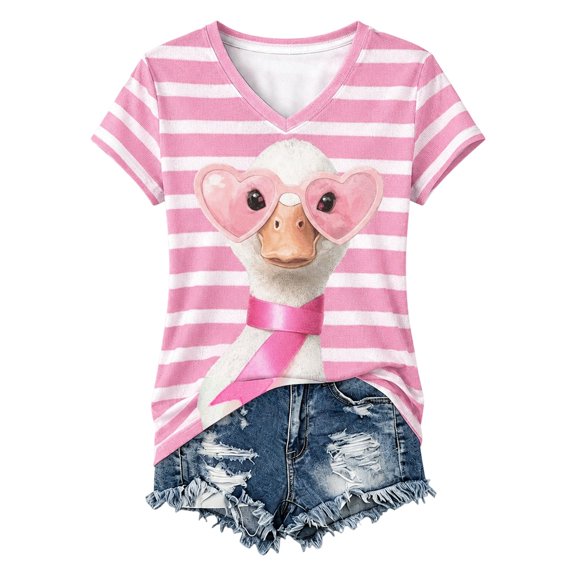 Cancer Shirt Women Cancer Awareness Pink Ribbon T-Shirt Cancer Survivor V-Neck Tops