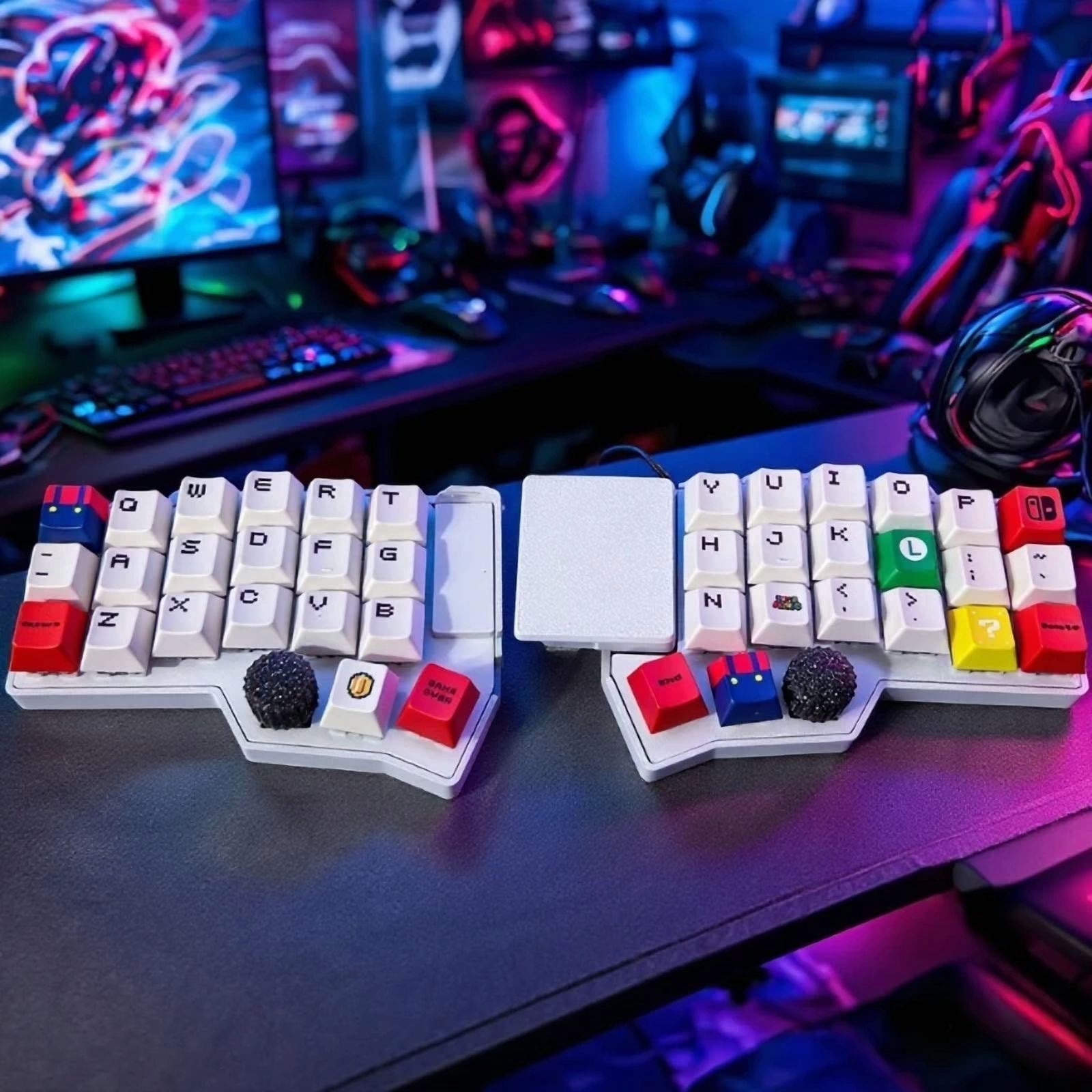 Corne V4.1 Procyon Split Keyboard Kit Square Touchpad Custom RGB VIA with Mouse Knob Hot Swappable Mechanical Keyboard Kit, Wired Single Mode MX Switch, FDM Printed Shell Split Keyboard