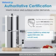 Waterdrop Gravity-fed Water Filter System, NSF/ANSI 372 Certification, 2.25G Stainless-Steel Filter System with 2 Filters and Metal Spigot, Reduces up to 99% of Chlorine-King Tank Series, WD-TK