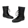thumbnail image 3 of Vintage Mid Calf Combat Boots for Women with Middle Hollow out Strappy Flats Low Heel Gothic Short Dress Boots, 3 of 5