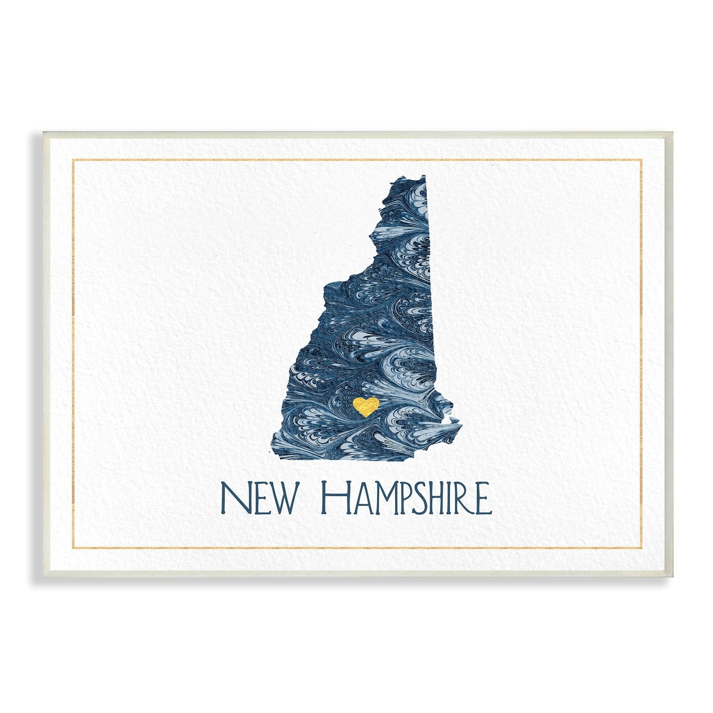 The Stupell Home Decor New Hampshire Minimal Blue Marbled Paper Silhouette Wall Plaque Art
