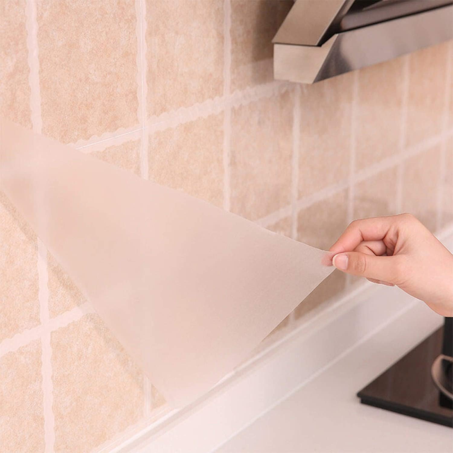Practicalws 17.7' x 196' Clear Wallpaper Transparent Kitchen Backsplash Protective Contact Paper Removable Clear Wall Protector Oil Proof Waterproof Sticker