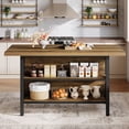 thumbnail image 2 of Finmind Kitchen Island with Storage, 62.99-Inch Kitchen Island Table with 2 Shelves and Large Worktop, Rustic Brown, 2 of 6