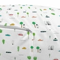 thumbnail image 2 of Cartoon Pouf, Abstract Drawing of Vans Cars and Trees with House Buildings on Plain Background, Decorative Soft Foot Rest with Removable Cover Living Room and Bedroom, Multicolor, by Ambesonne, 2 of 3